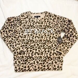 Brunette The Label Kids Little Babes JET BLACK Leopard Crew Sweatshirt Size 6/8